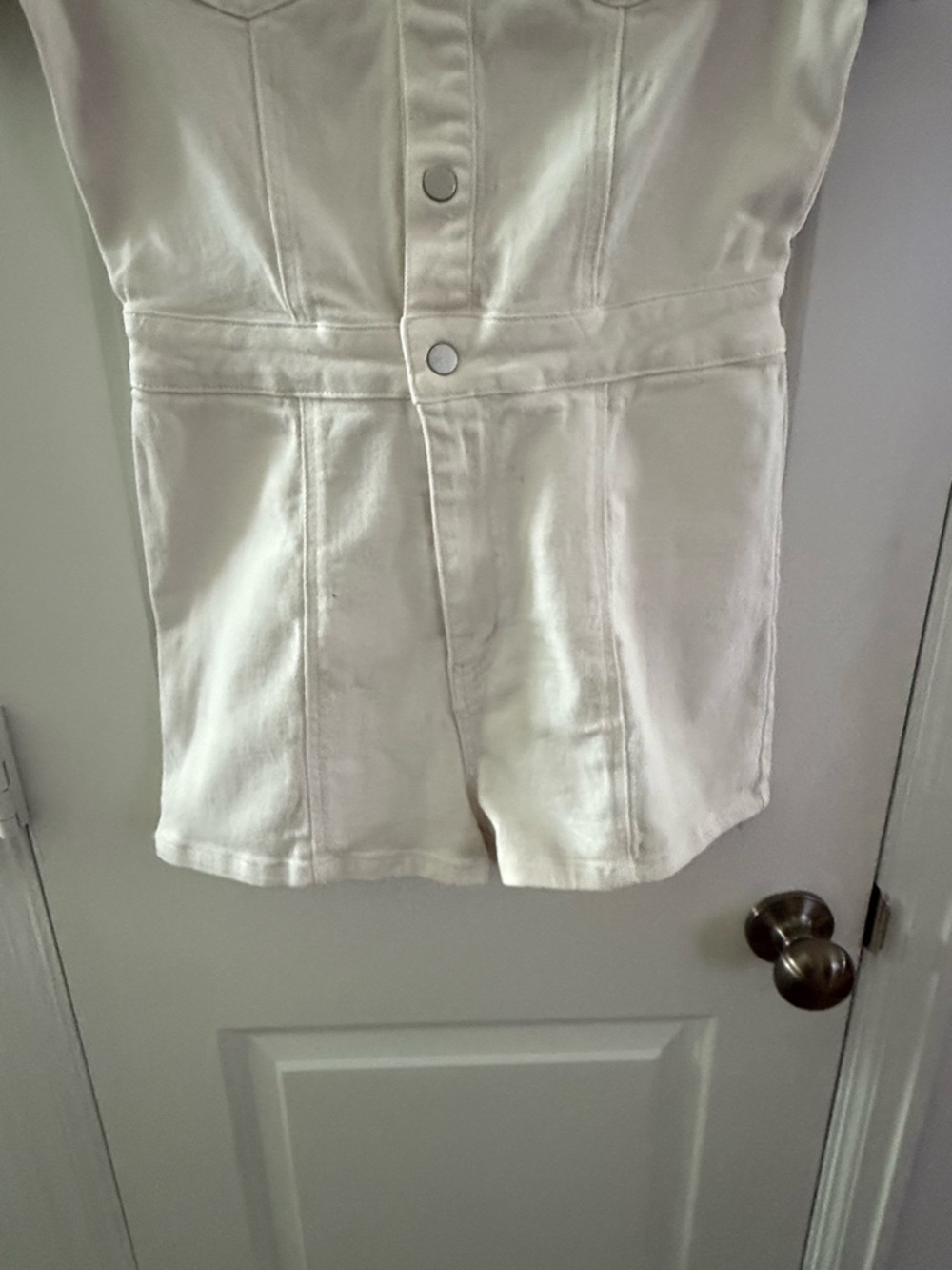 Windsor Denim White Short-Sleeve Romper W/Button-Up Front M - Picture 10 of 12